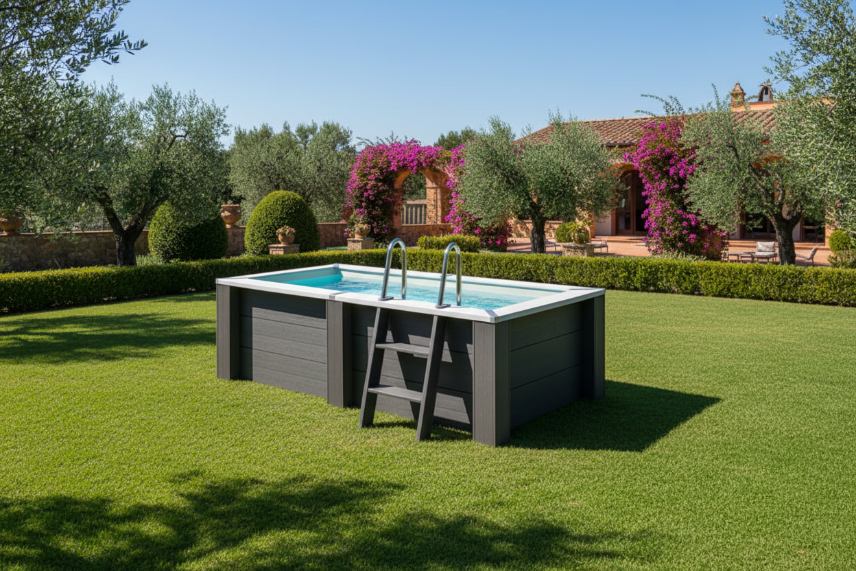 Piscina Composito Rettangolare 315 x 175 x 96 cm Grigio Antracite GRE