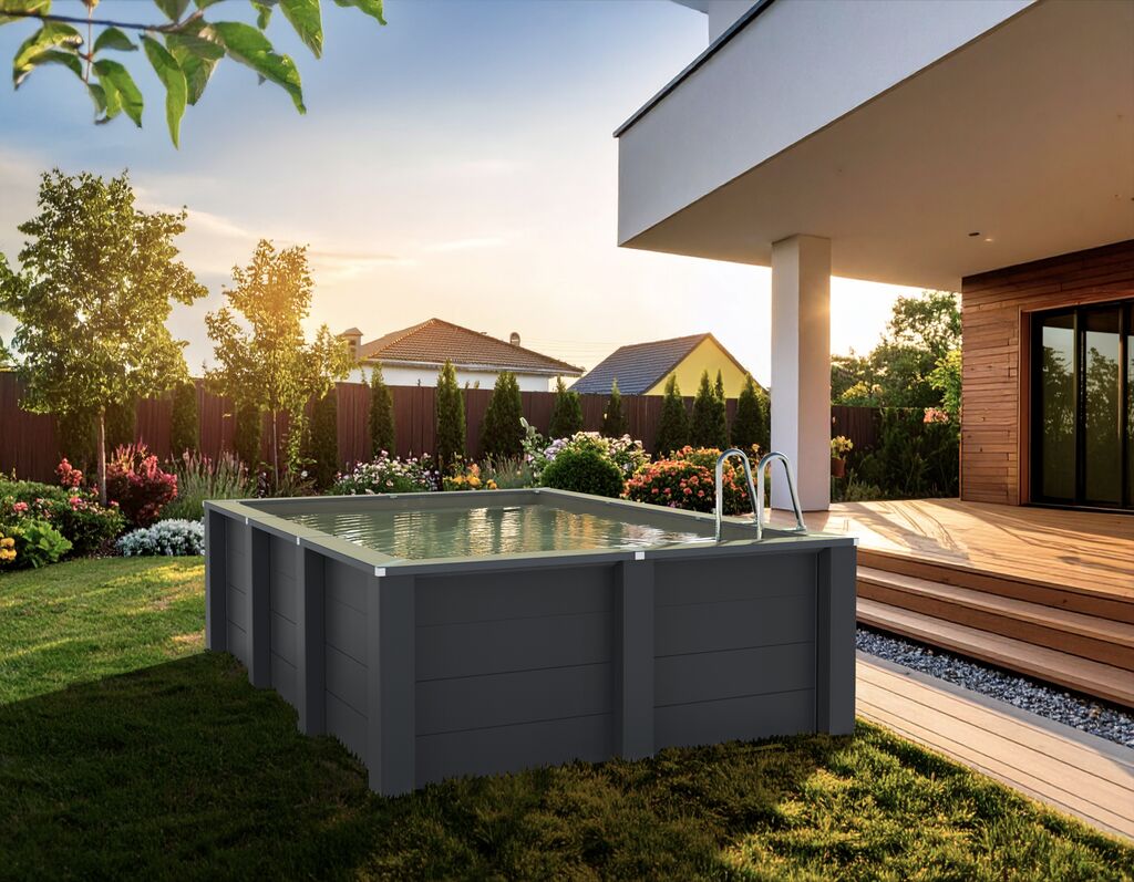 Piscina Rettangolare Composito 455 x 315 x 126 cm Grigio Antracite GRE