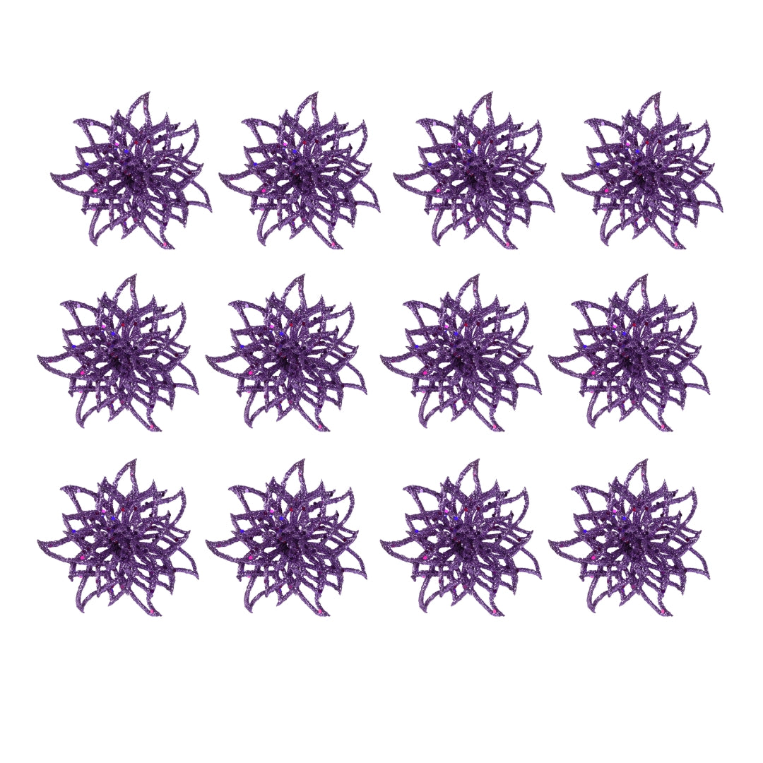 OFFERTA 12 FIORI NATALIZI CON CLIP VIOLA H5CM