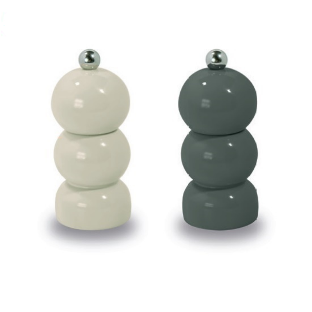 SET  MACINAPEPE E MACINASALE IN LEGNO GRIGIO/CREMA