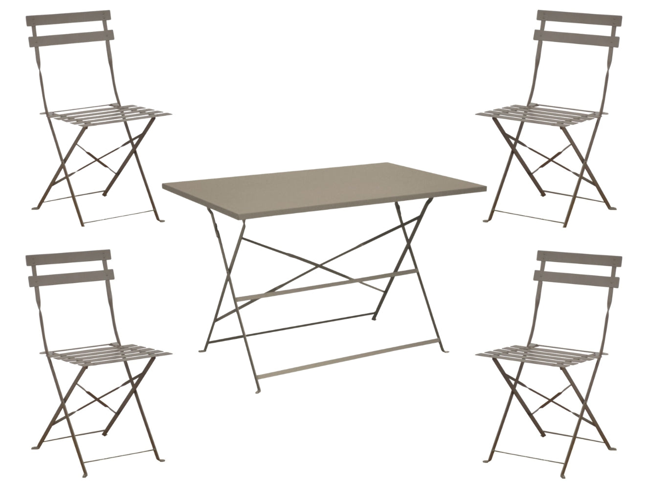 SET TAVOLO CUBA 110X70CM + 4 SEDIE PIEGHEVOLI CUBA MARRONE MASTICE