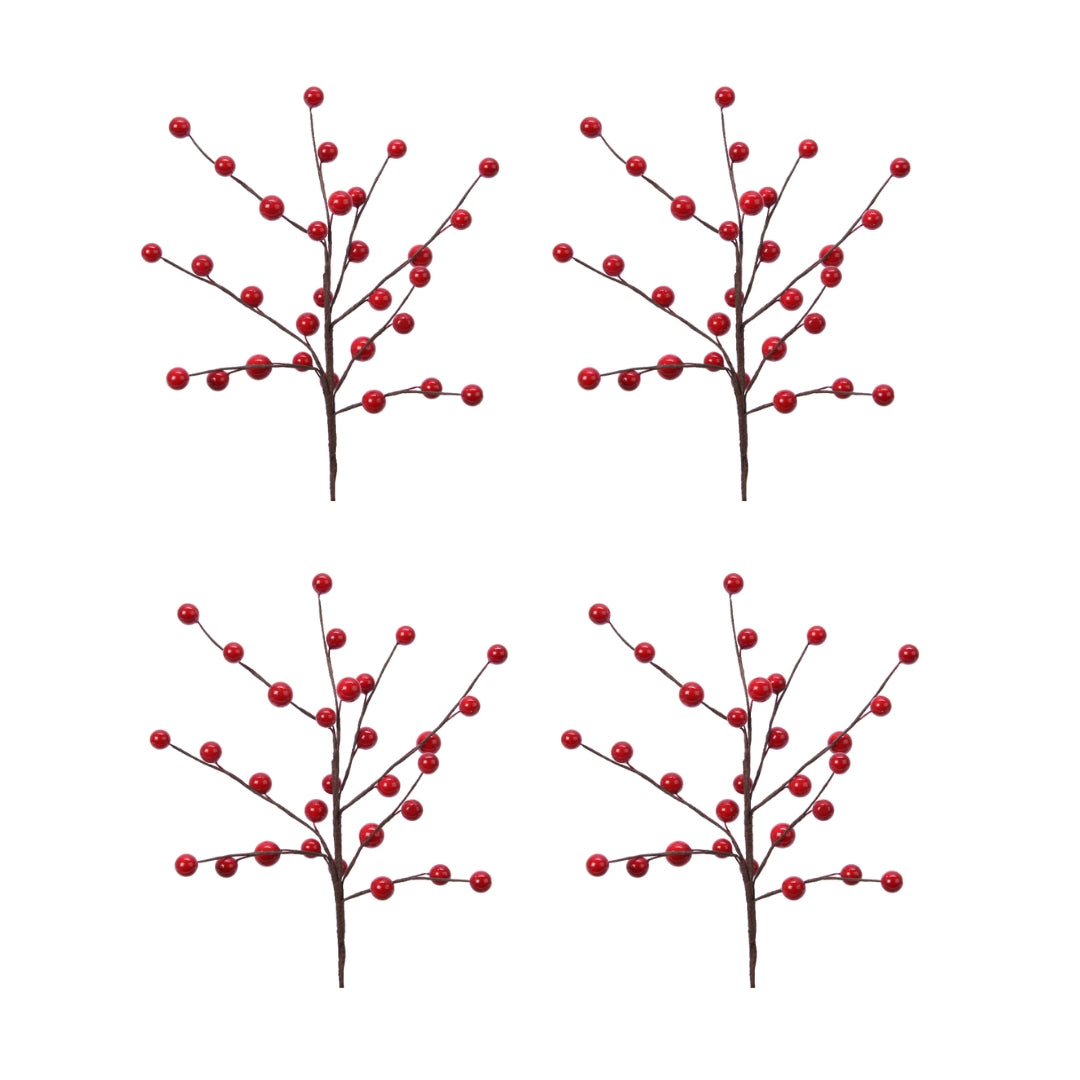 OFFERTA 4 RAMI PICK CON BACCHE ROSSE H26CM