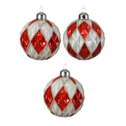 OFFERTA 3 PALLINE DI NATALE ROSSO/BIANCO 8CM MODELLO ASSORTITO