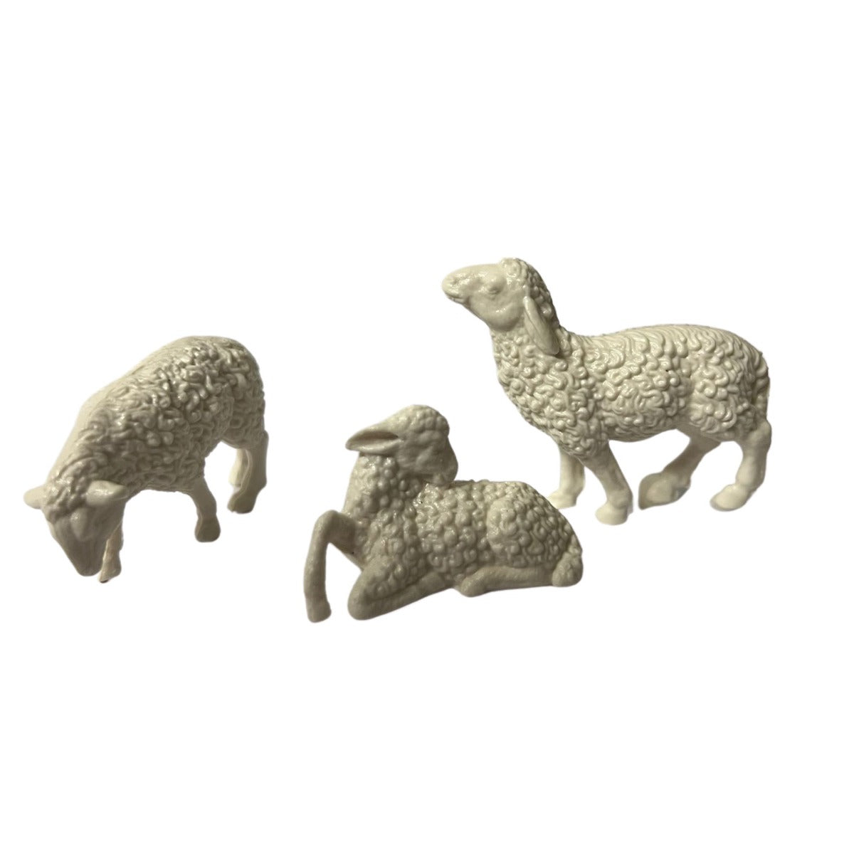 3 PECORE BIANCHE IN RESINA 10CM