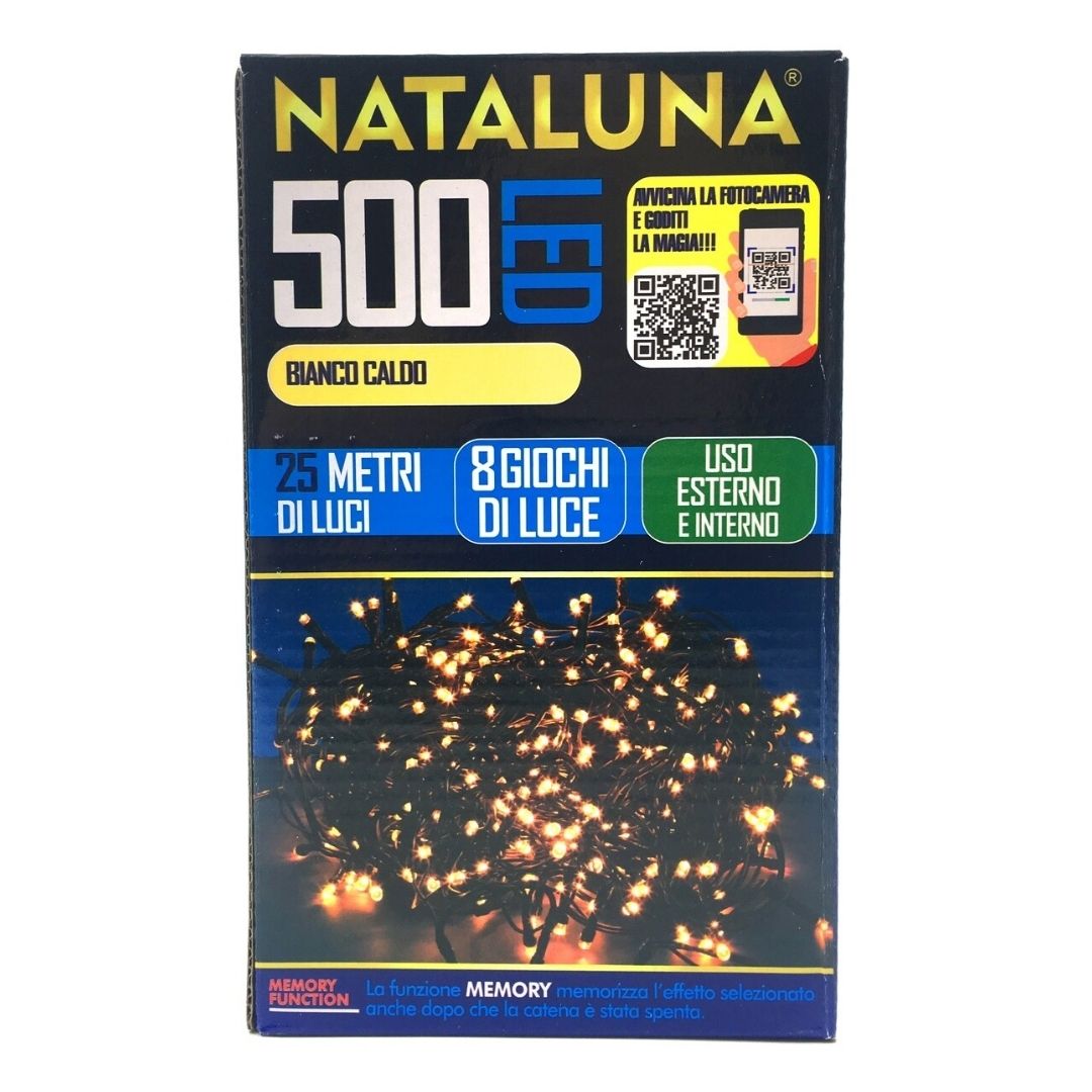 LUCI DI NATALE 500 LED BIANCO CALDO 8 GIOCHI DI LUCE