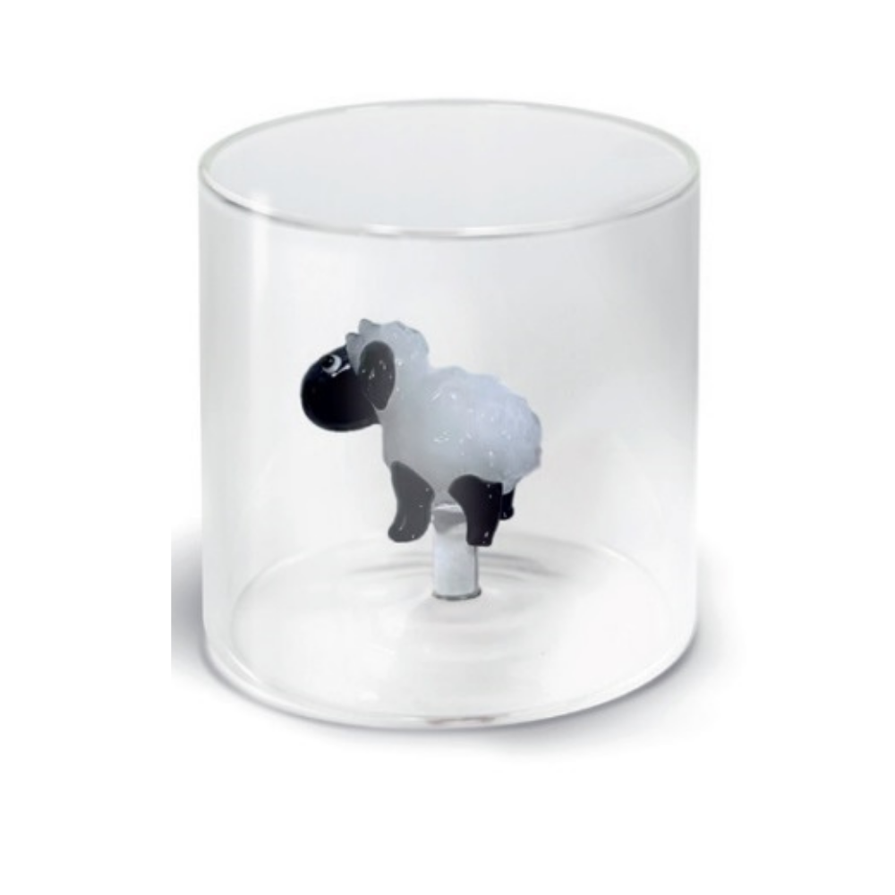 BICCHIERE DA ACQUA 250 ML PECORA BIANCA IN VETRO BOROSILICATO