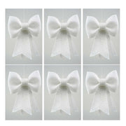 OFFERTA 6 FIOCCHI 13CM BIANCO GLITTER APPENDIBILE