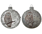 PALLINA DI NATALE IN VETRO 8CM CON DECORAZIONE GUFO ASSORTITA