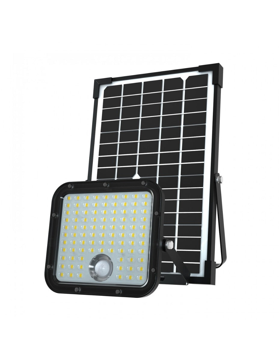 FARETTO LED A CARICA SOLARE 4800 LUMEN, CON RILEVATORE DI PRESENZA. PANNELLO SOLARE DEPORTATO