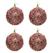 OFFERTA 4 PALLINE DI NATALE CON GLITTER E PAILLETS 8CM ROSA CIPRIA
