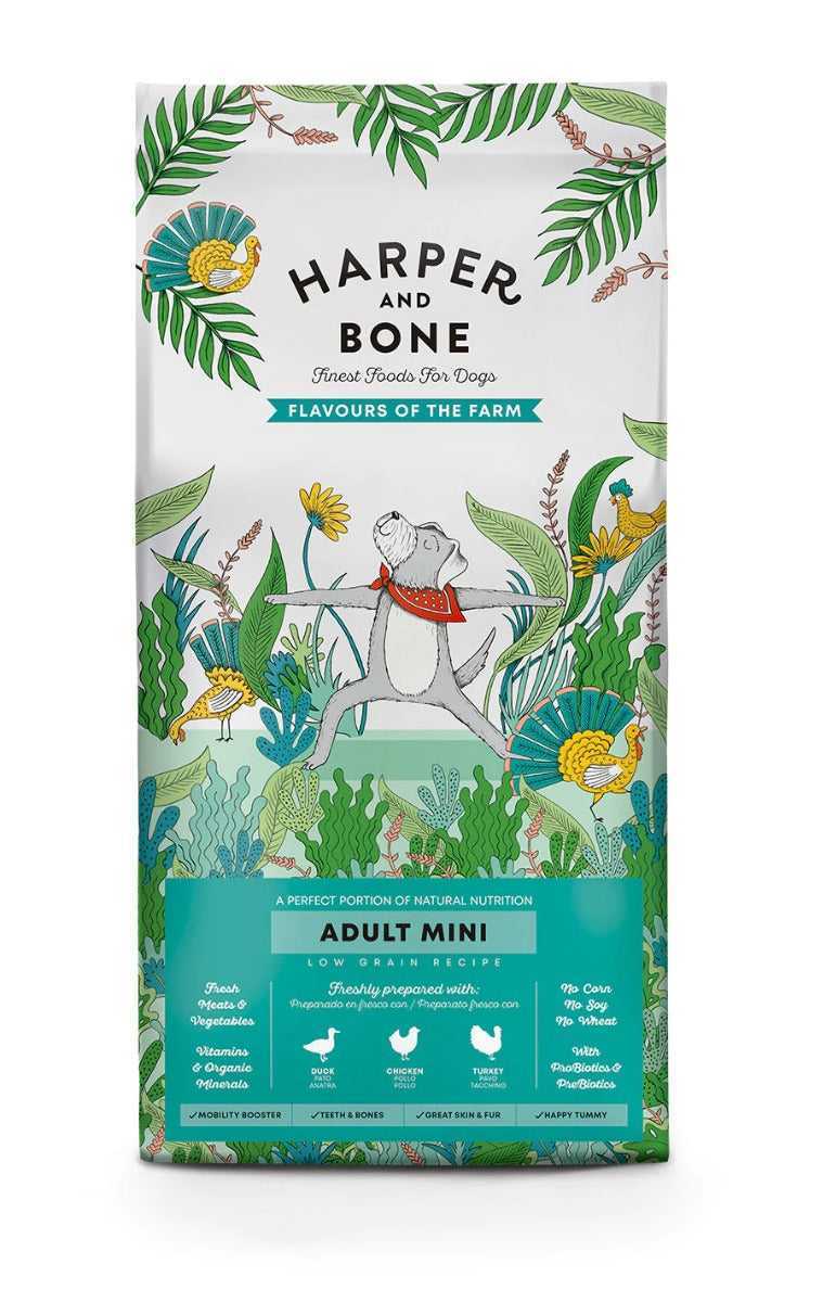 CROCCHETTE PER CANI HARPER AND BONE ADULT DOG MINI FLAVOURS OF THE FARM 2KG - ANATRA, POLLO E TACCHINO