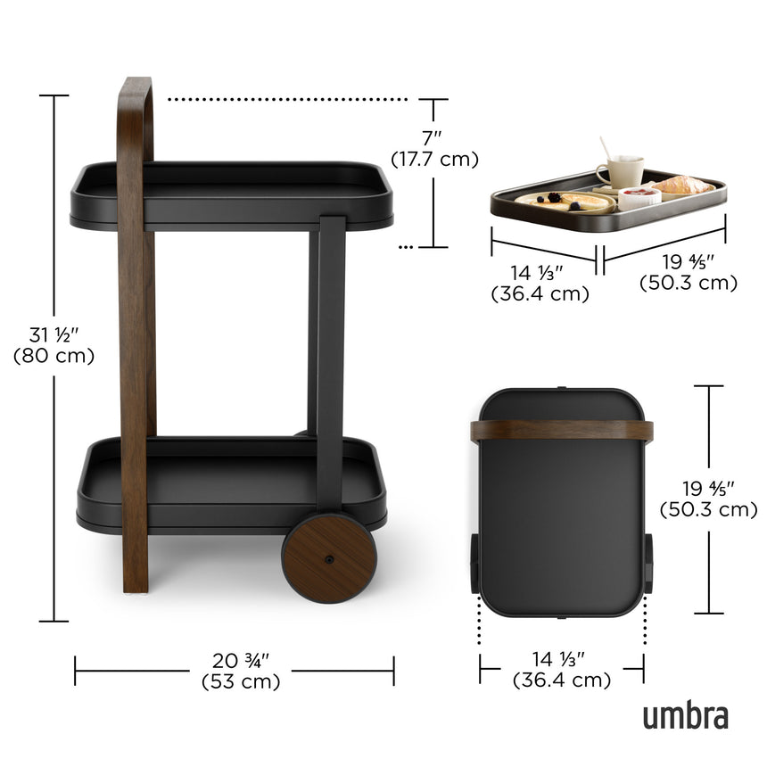 Carrello bar e portaoggetti 53x44x80cm Nero-noce UMBRA