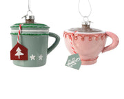 TAZZA NATALIZIA APPENDIBILE ROSA O VERDE 7CM ASSORTITA