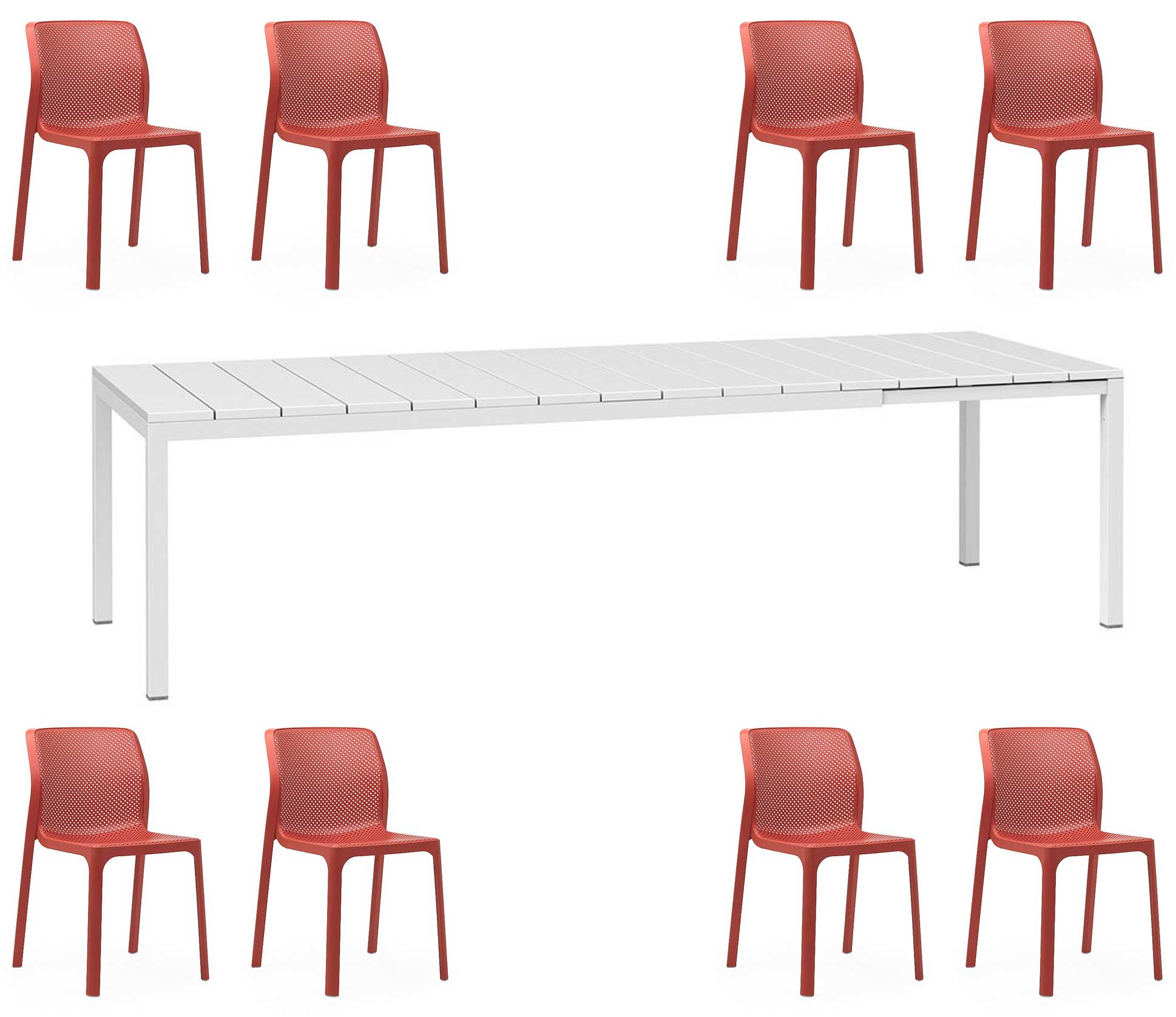 OFFERTA TAVOLO RIO ALLUNGABILE 210/280CM +8 SEDIE BIT COLORE A SCELTA