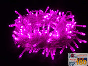 LUCI DI NATALE 180 LED ROSA 8 GIOCHI DI LUCE FILO TRASPARENTE