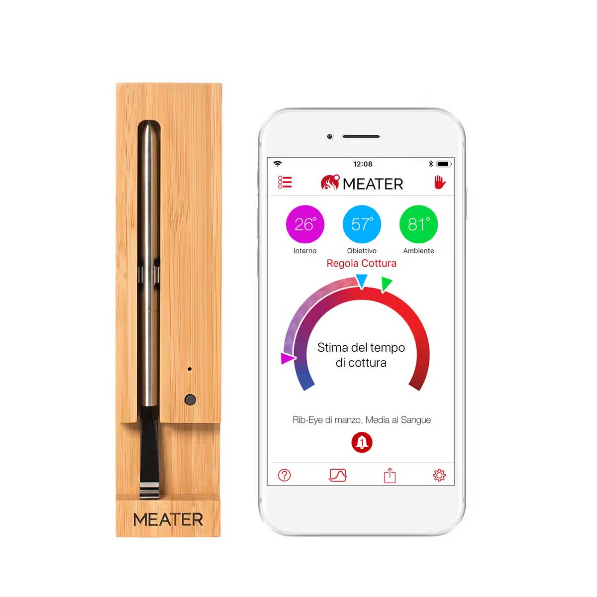 TERMOMETRO BARBECUE ORIGINAL MEATER WIRELESS BLUETOOTH INTEGRATO PORTATA 10M