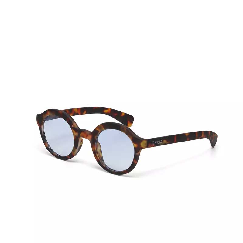 OCCHIALE DA SOLE MODELLO LAURO ROUND COLORE CLASSIC LENTI BLU GRADIENTE HAVANA