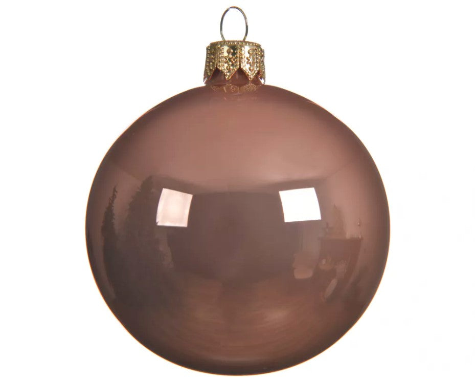 PALLINA DI NATALE IN VETRO MARRONE TERRACOTTA LUCIDO 7CM
