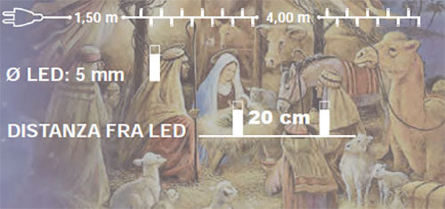 LUCI DI NATALE PER PRESEPE CATENA CON 20 LED BIANCO CALDO