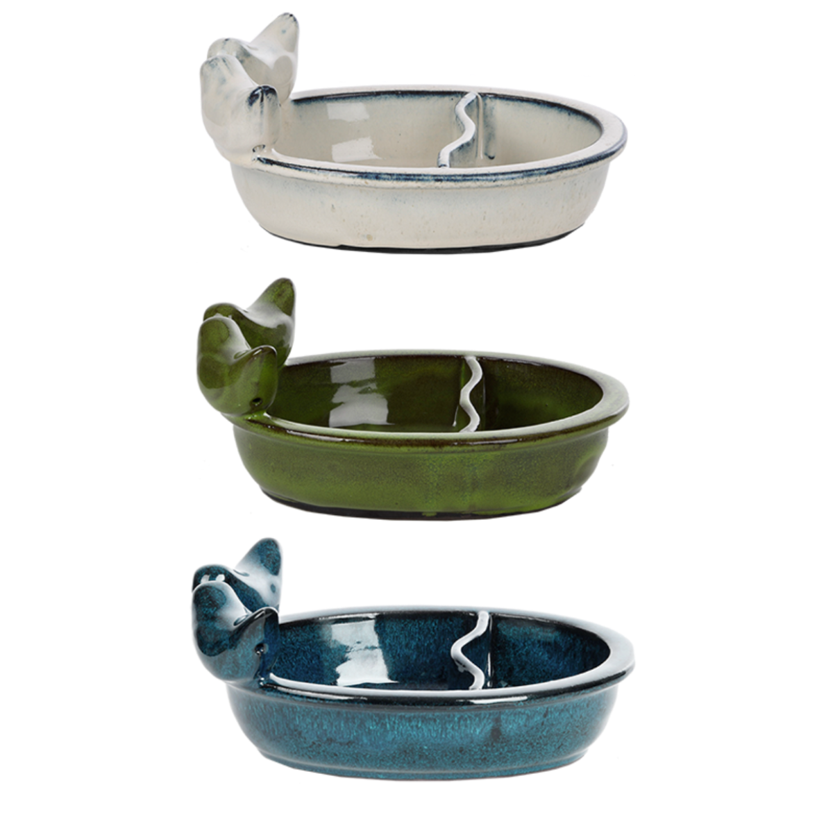 BAGNETTO E MANGIATOIA CON UCCELLINI CERAMICA ASSORTITO