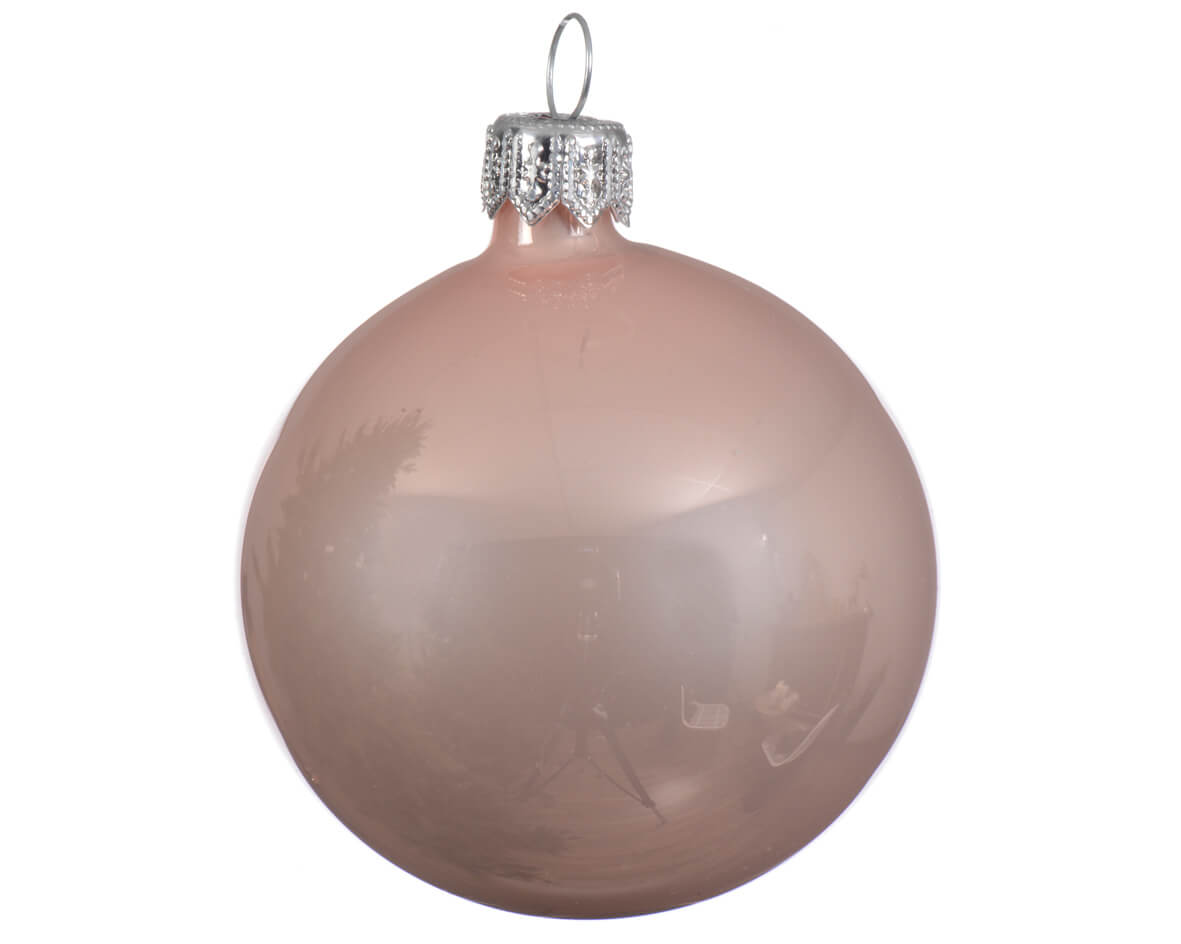 PALLINA DI NATALE IN VETRO ROSA CIPRIA 8CM