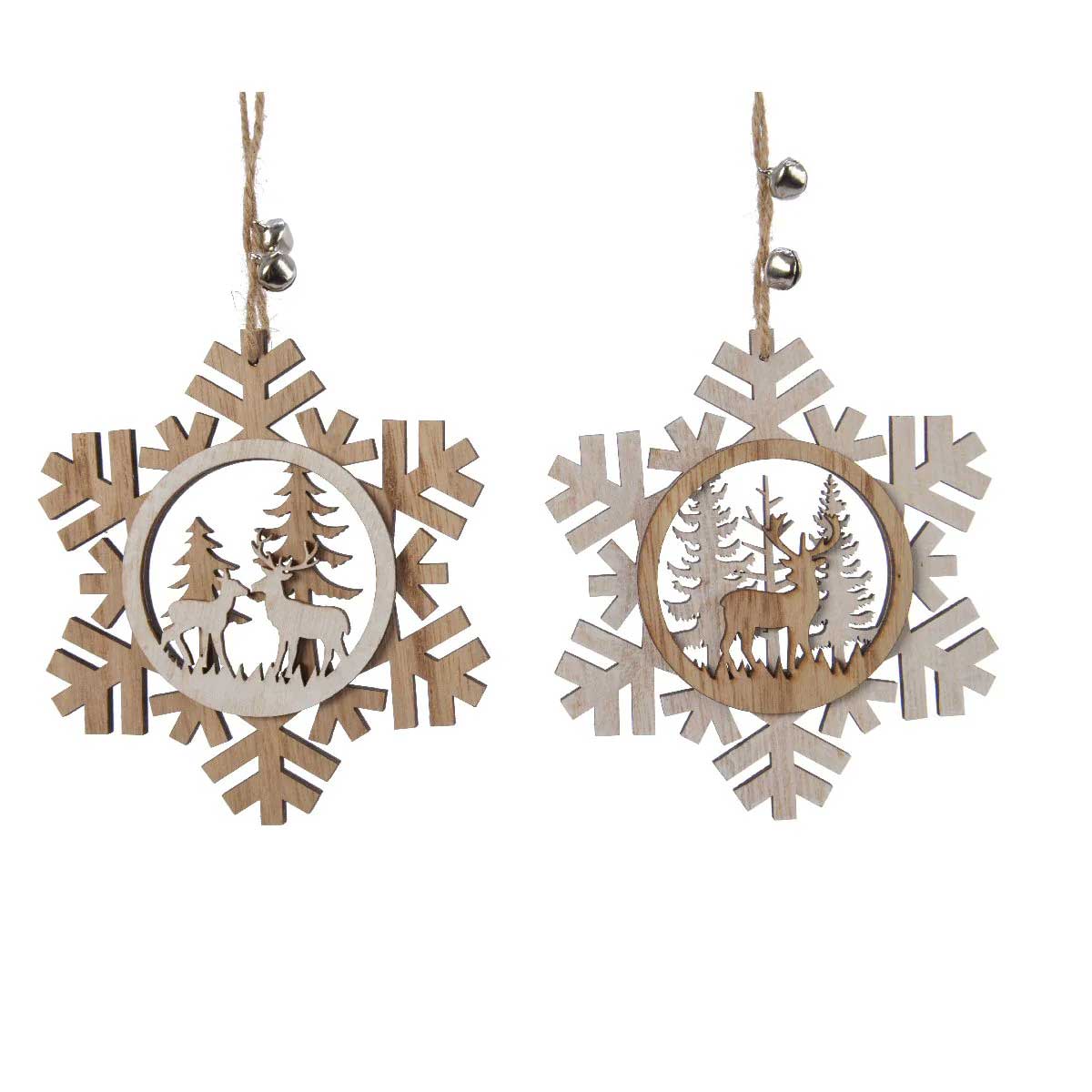 FIOCCO DI NEVE APPENDIBILE 12CM IN LEGNO ASSORTITO