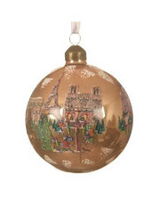 PALLINA DI NATALE IN VETRO CON DISEGNO PARIGI 8CM
