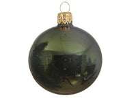 PALLINA DI NATALE IN VETRO VERDE PINO LUCIDO 10CM