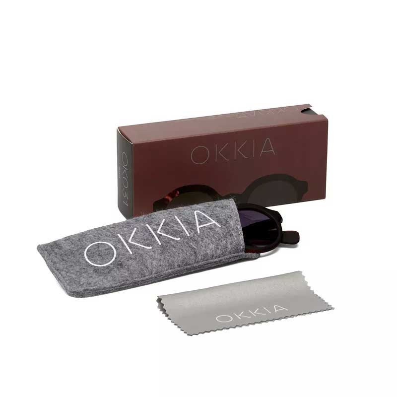 OCCHIALE DA SOLE MODELLO LAURO ROUND COLORE NERO LENTI NERO GRADIENTE OKKIA