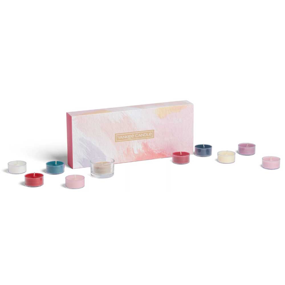 CONFEZIONE REGALO CON 10 LUMINI E 1 PORTA CANDELA