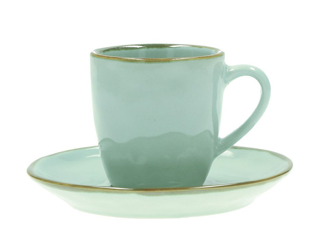 TAZZA CAFFE CON PIATTINO VERDE ACQUA LINEA CONCERTO