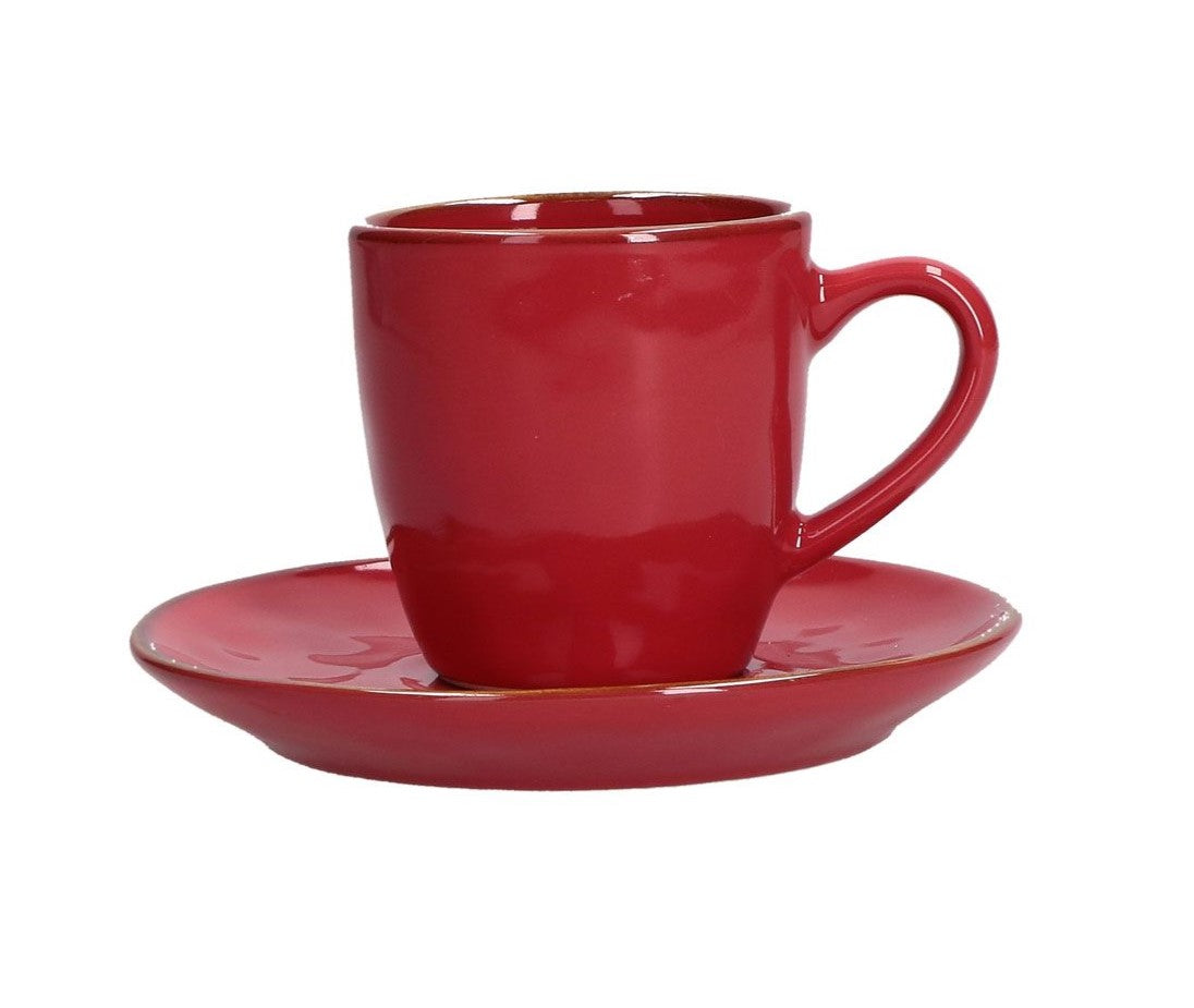 TAZZAINA DA CAFFE' CON PIATTO LINEA CONCERTO ROSSO CORALLO
