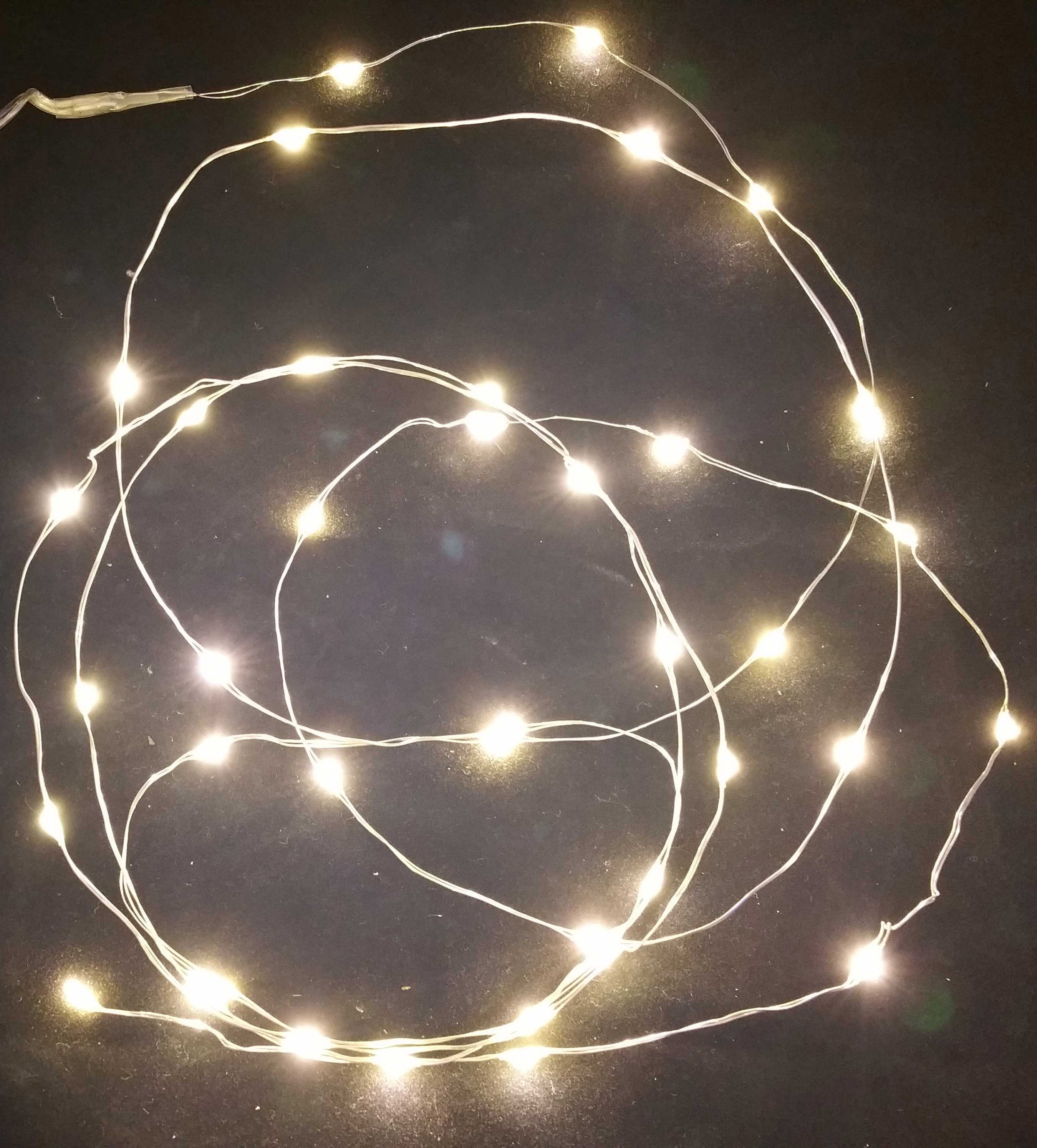20 MICROLED LUCI BIANCO CALDO A BATTERIA