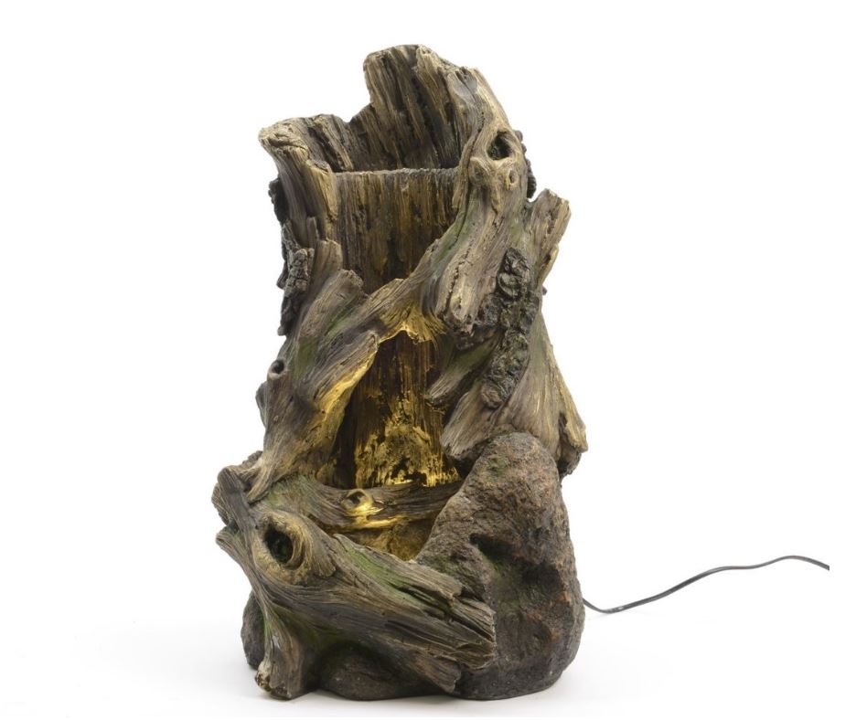 FONTANA TRONCO CON LED IN RESINA 54X32 CM PER ESTERNI