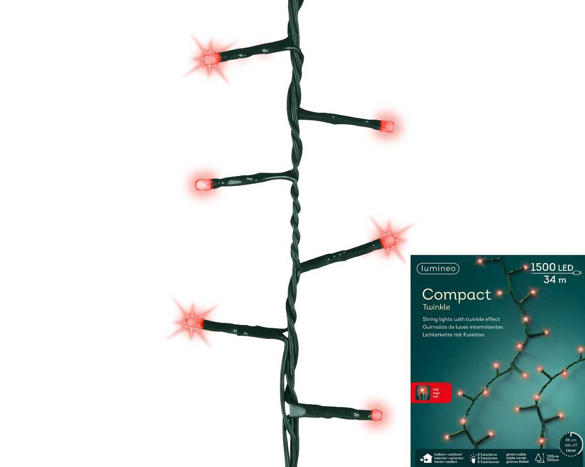LUCI NATALE 1500 LED ROSSI CON GIOCHI DI LUCE