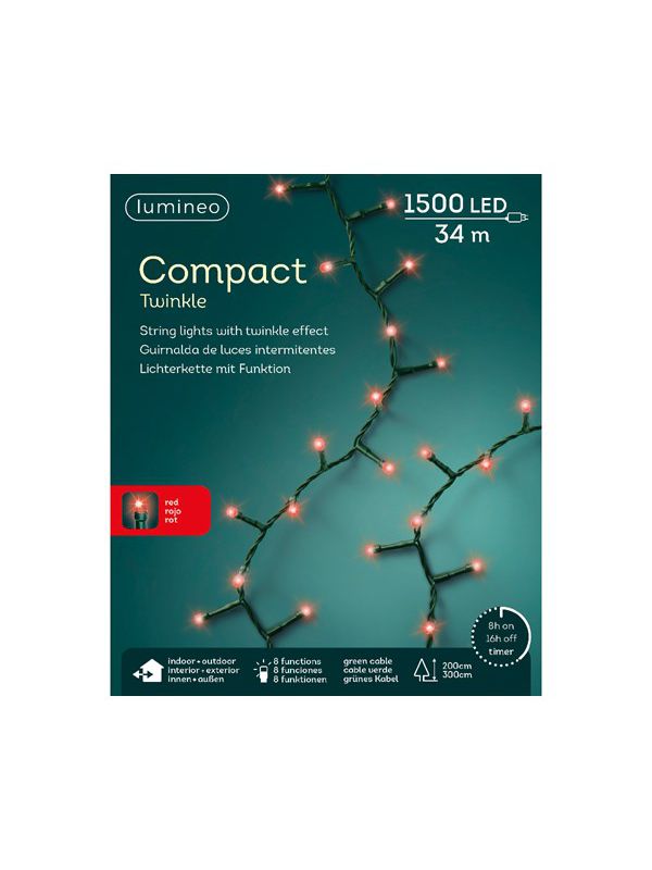 LUCI NATALE 1500 LED ROSSI CON GIOCHI DI LUCE