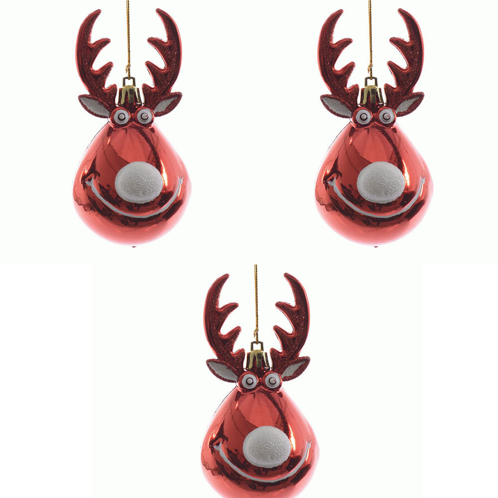 OFFERTA 3 PALLINE A FORMA DI RENNA 11,5CM