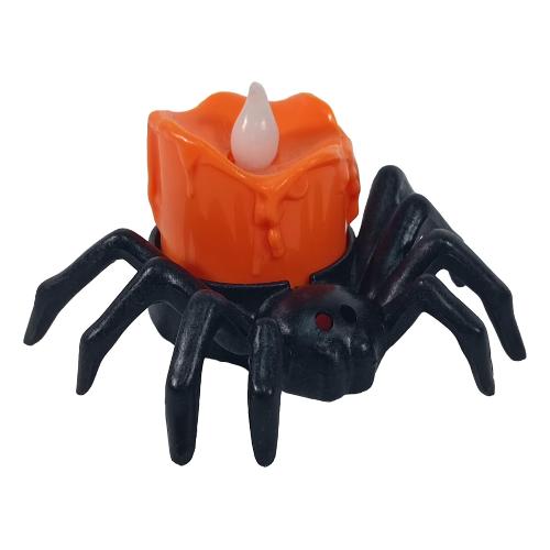 DECORAZIONE DI HALLOWEEN, CANDELA RAGNO CON LUCE, 8.5X4.5CM