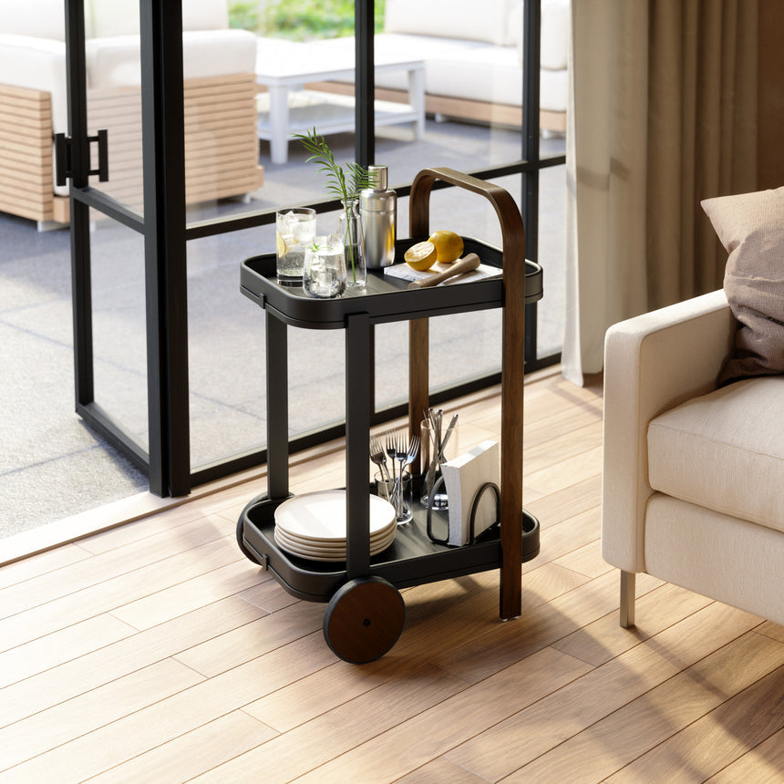 Carrello bar e portaoggetti 53x44x80cm Nero-noce UMBRA