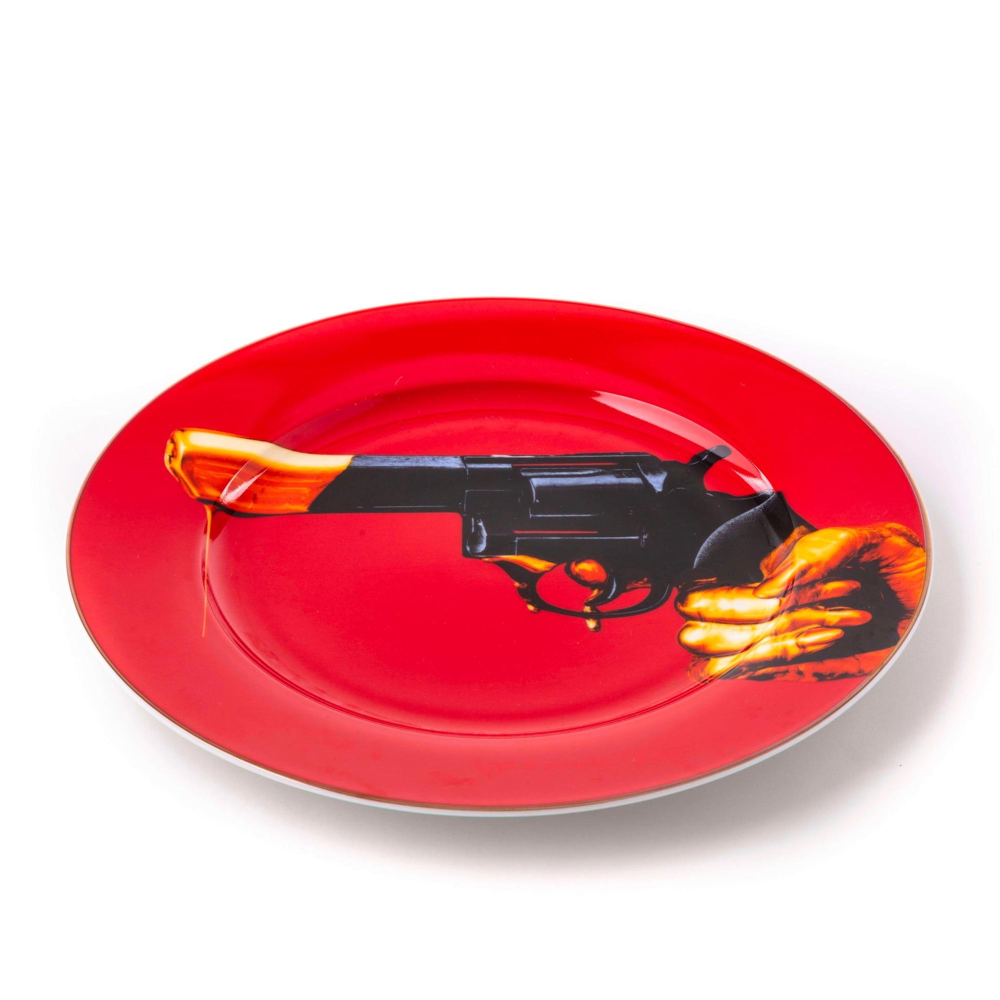 Piatto in Porcellana Revolver Gold Border D 27cm Seletti
