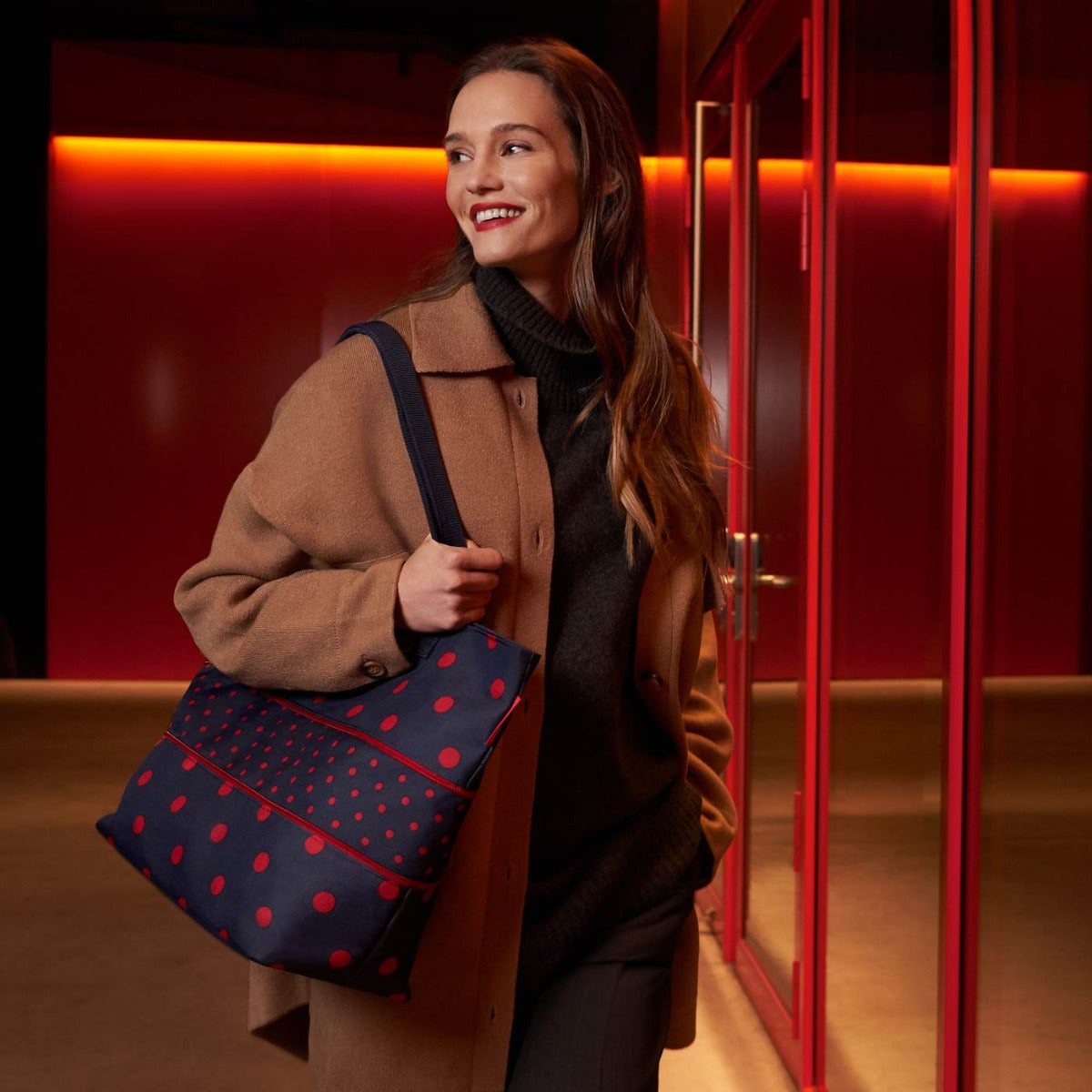 BORSA SHOPPER E1 MIXED DOTS RED