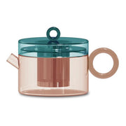 TEIERA IN VETRO BOROSILICATO PESCA E VERDE PETROLIO 800ML LINEA OLIMPIA