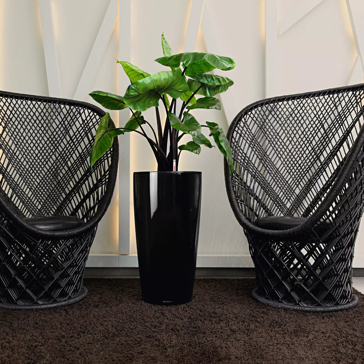 VASO RONDO PREMIUM D32X56 CM NERO LUCIDO
