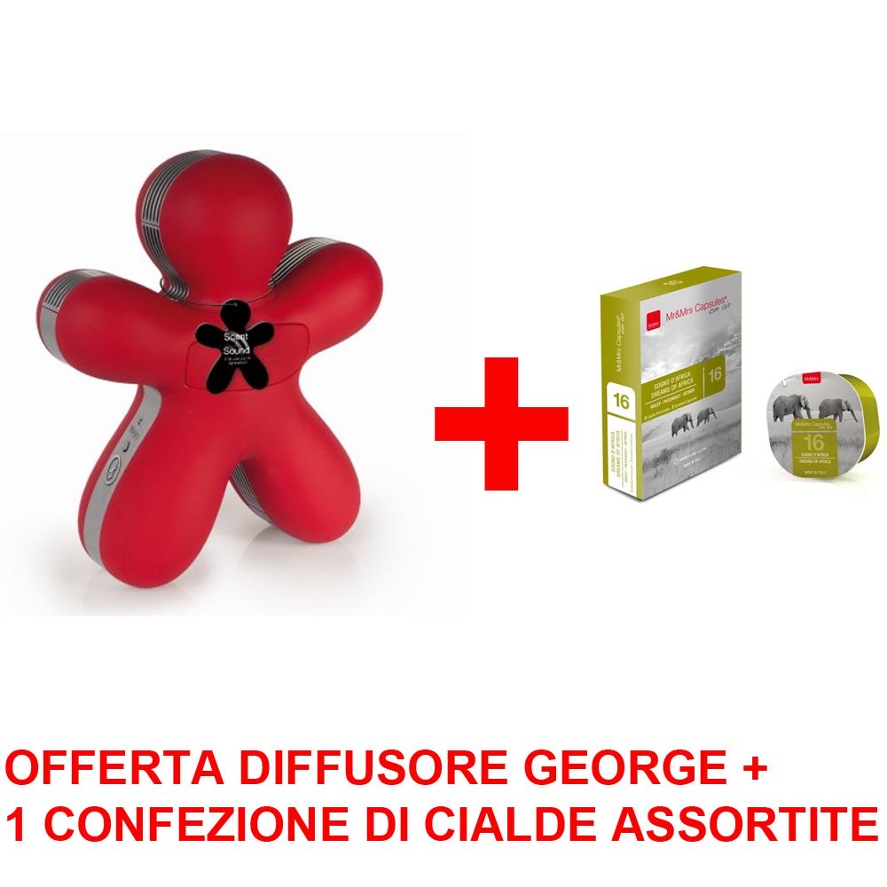 OFFERTA GEORGE DIFFUSORE ELETTRONICO SPEAKER BLUETOOTH ROSSO +1 CONFEZIONE DI CIALDE