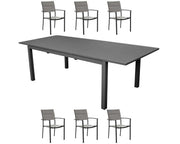 OFFERTA TAVOLO TRIESTE 200/280 CON 6 POLTRONE MILAN GRIGIO