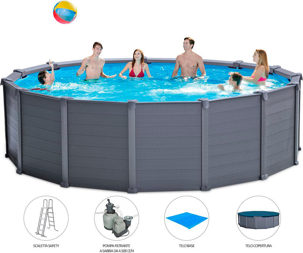 PISCINA GRAPHITE 478X124CM CON POMPA A SABBIA E ACCESSORI