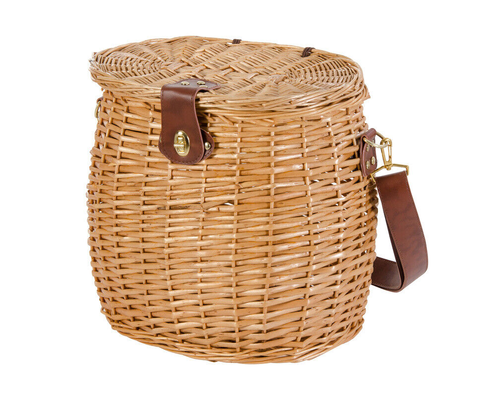 CESTO PORTAFUNGHI IN VIMINI CON COPERCHIO E TRACOLLA 33X23X35 CM