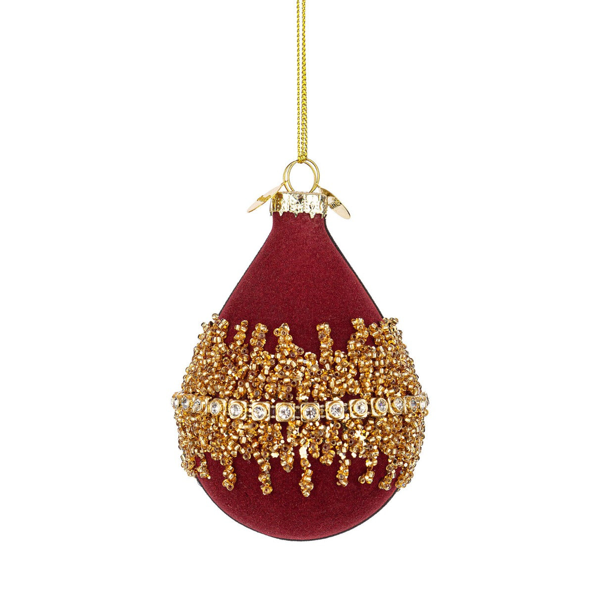 PALLINA DI NATALE IN VETRO LUXURY 10CM ROSSO ORO