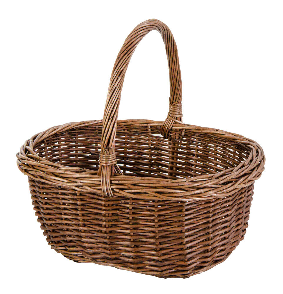 CESTO OLANDESE IN VIMINI INTERO CON MANICO, DI 41X35 H40CM