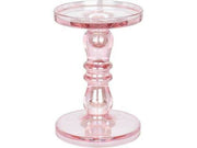 CANDELABRO IN VETRO 13X20CM COLORE ROSA
